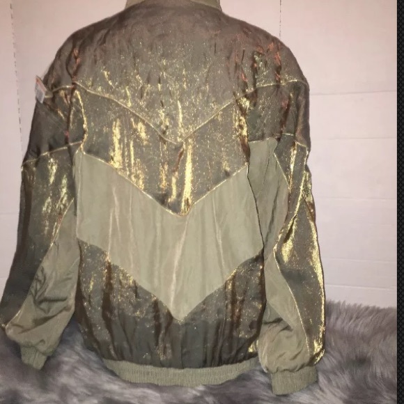 Vintage Silky JANEAVE Gold Bomber Jacket Coat Top - Picture 12 of 14